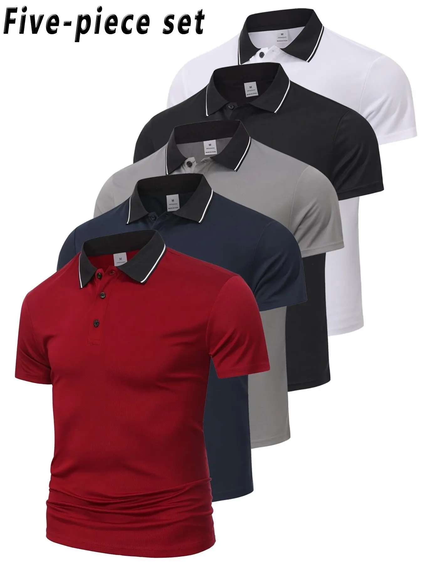 Men's Tactical Military Short Sleeve Drip Polo T-Shirt, Colorblock Trim, Golf Apparel, Fashionable Comfort Design, Perfect Casual Choice, All Occasions