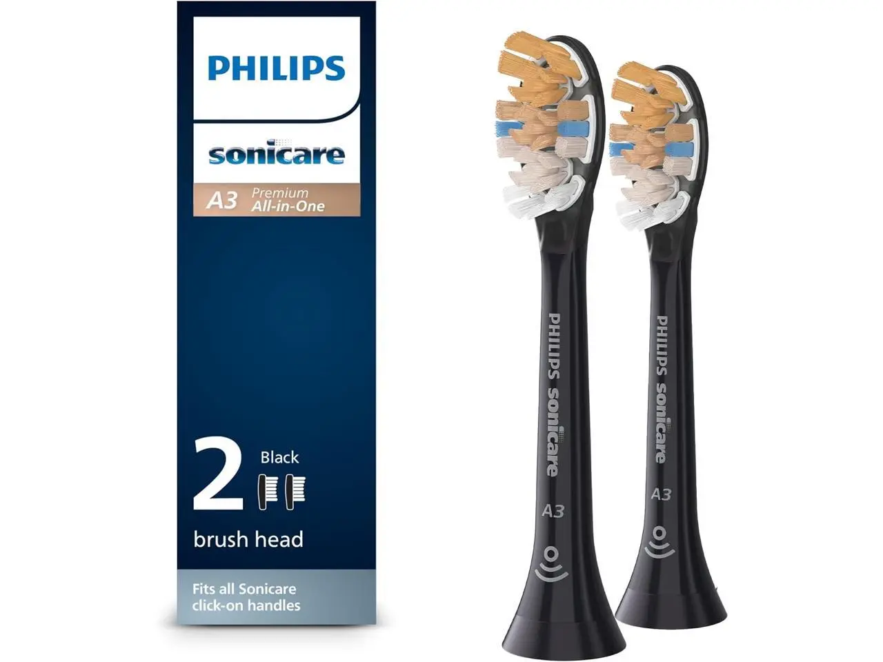 Philips Sonicare HX9092/95 Premium All-in-One (A3) Replacement Toothbrush Heads, Smart Recognition, Black 2-pk Philips Sonicare HX9092/95 Premium All-in-One (A3) Replacement Toothbrush Heads, Smart Recognition, Black 2-pk