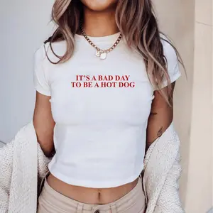 Bad Day Hot Dog Baby Tee: USA Summer Graphic Shirt