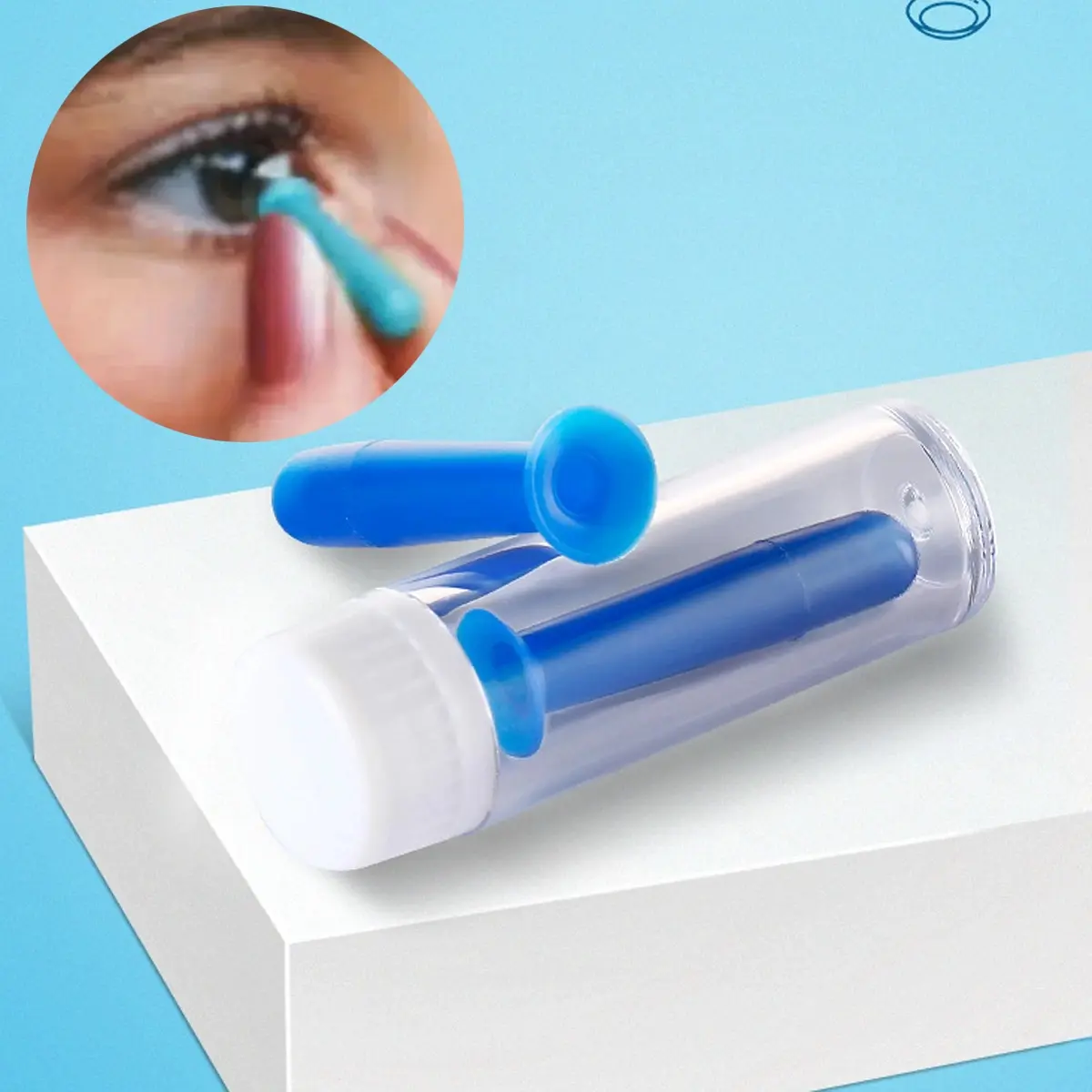 Silicone Contact Lens Applicator Stick, Compact Design, Easy Grip Handle, Portable Travel Blue Color Tool for Removing & Inserting Contacts