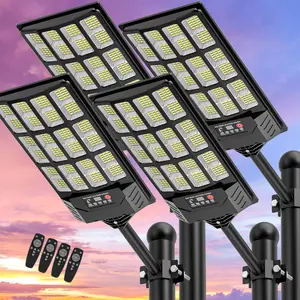 Solar Lights Outdoor Waterproof 320°Wide Angle LED Flood Light with Motion Sensor Remote Control for Streets Courtyards Parking Garages 6 Modes IP66 Rated