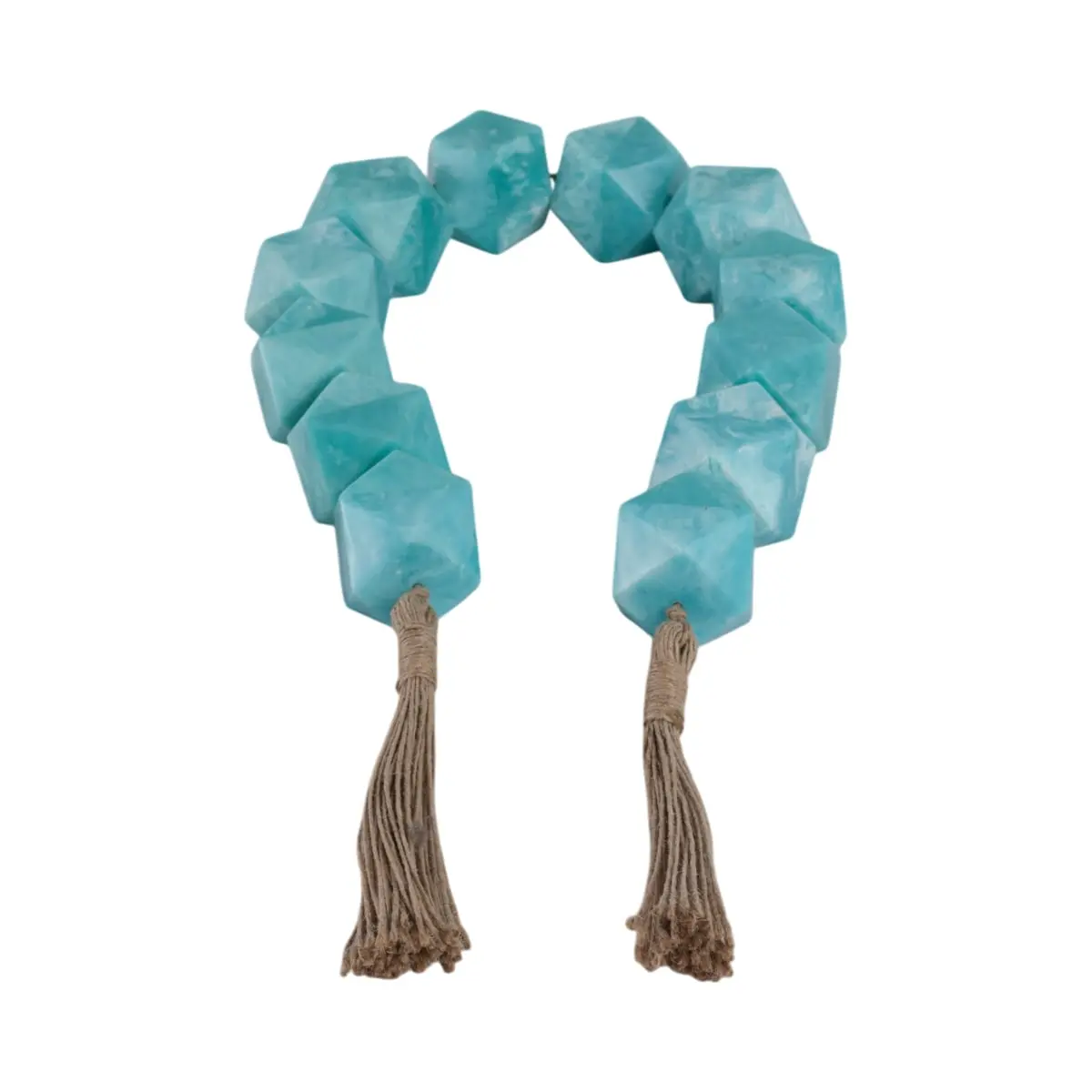 212 MAIN Hand-Carved Beads Garland - 45x2 in. Hangable Solid Color Modern Geo-Shaped Decorative Ornaments, Wall/Shelf Hanging Home Decor for Enthusiasts