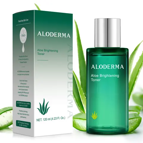 Aloderma Aloe Brightening Face Toner Made with Organic Aloe Vera Juice - Naturally formulated with Hyaluronic Acid & Niacinamide to Refine Skin Tone and Brighten Skin, Alcohol-Free, 4.2oz