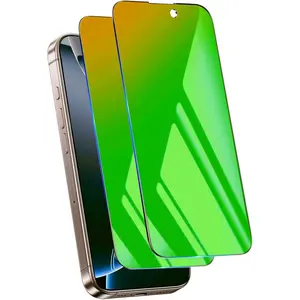2 Pack for iPhone 13/13 Pro/14/16E Privacy Screen Protector Tempered Glass 6.1 inch Private Protective Film Anti-Blue Light Anti Spy No-Bubble Gradient Green [HD Clarity]