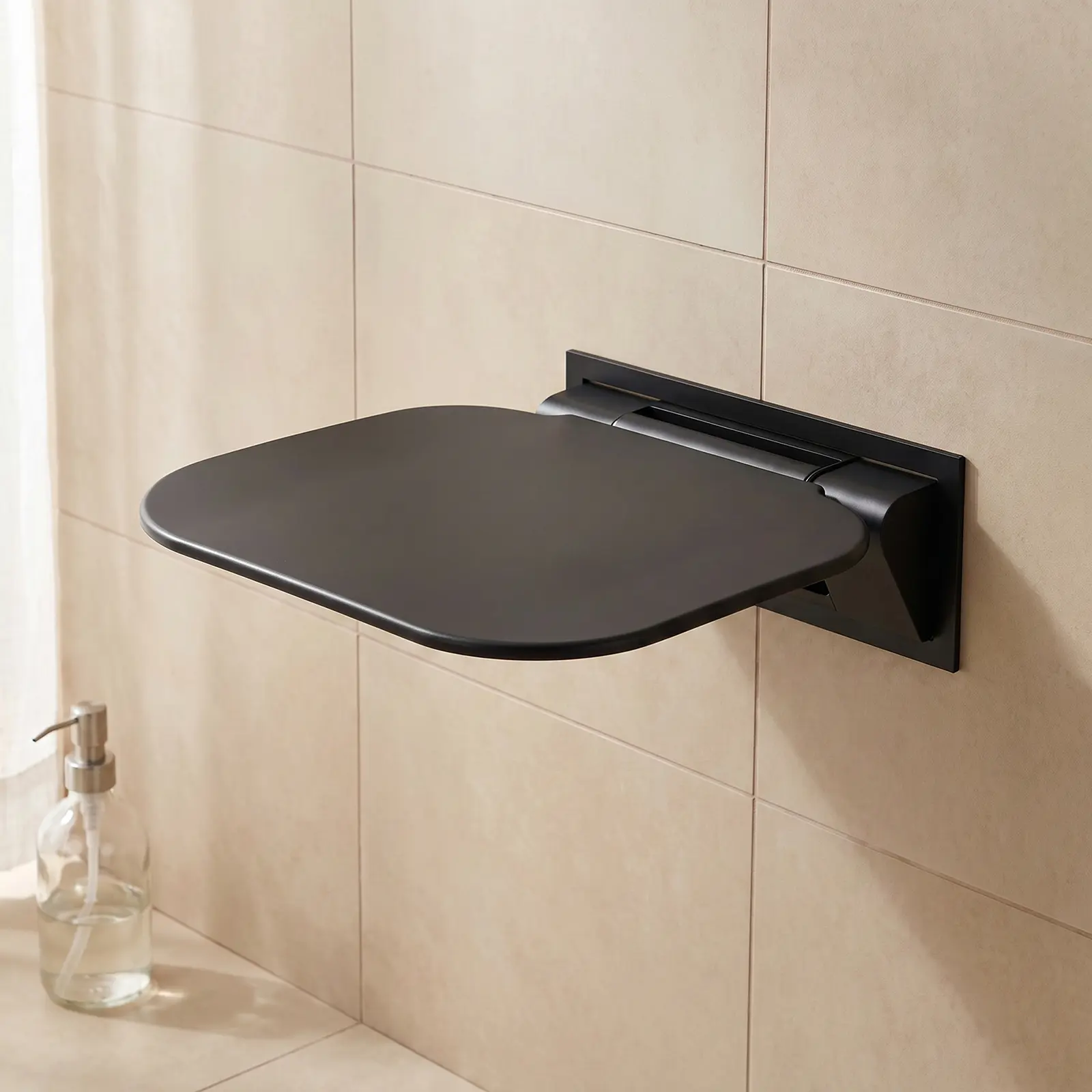 [Dealsforyou] Wall Mounted Foldable Shower Seat with 440 lbs Capacity, Tile-Crack Prevention, A380 Aerospace Aluminium Base, Soft-Close - Bathroom Remodel Accessory for People with Limited Mobility