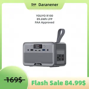 Daranener YOUYO R100  Portable Power Station 28000mAh， 89.6Wh/100w FAA Approved LiFePO4 Battery Solar Charger with 45W PD for Travel Camping