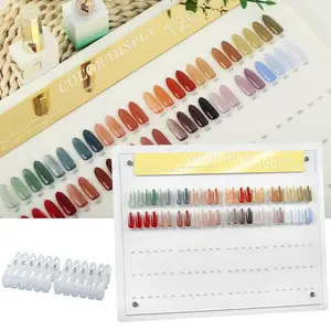 120 Nail Color Display,Nail Art Sample Chart Acrylic Gel Polish Rack,Nail Polish Display with 240pcs Nail Color Display Tips,Nail Color Swatches Perfect for Nail Salon & Home Use