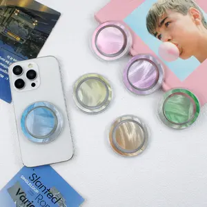 Magsafe gradual change shell pattern magnetic transparent airbag bracket colorful laser mobile phone bracket lazy bracket