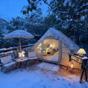 SENLEETO Portable Luxury Glamping Tent 68 Sq Ft with AC Vent Stove Chimney Jack & Clear Skylight for Family Camping 4-6 Person Fast Setup 5 Minutes Inflatable Tents Breathable Waterproof Tent