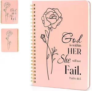 Spiral Notebook Lined for Women & Men 100 GSM thick 140 Pages Bible Verse Notebook for Bible study A5 size with Back Pocket