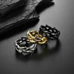 woven stainless steel ring, single proposal ring for men and women, Valentine's Day engagement net tail ring