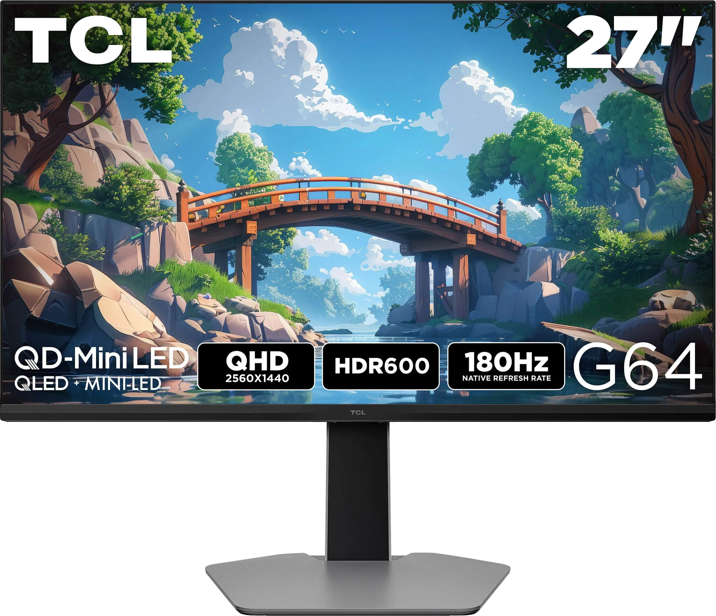 G64 27 QD Mini LED QHD 180Hz 1ms AMD FreeSync Premium Gaming Monitor with HDR600 (DisplayPort, HDMI)