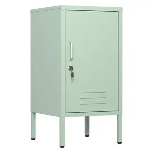 GAOMON Green Metal Locker End Table,Modern Minimalist Room Side Table with 2 Adjustable Shelf,Anti-Tilt Design,Multi Storage Cabinet for Living Room Bedroom, Easy to Assemble,27.55”H x 13.78”W x 14.96”D