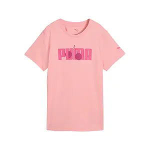 PUMA Womens Cherry Graphic Crew Neck Short Sleeve Casual Tops Casual - Pink
