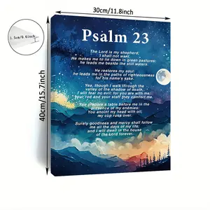 1pc Frame Canvas Wall Art Psalm 23 God is My Shepherd Positive Bible Fashionable Addition for Living Room, Bedroom, Office or Bathroom Decoration 11.8* 15.7inch /30* 40cm
