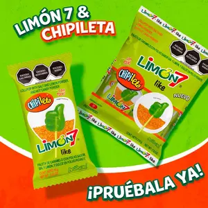 Limon 7 Like Chipileta Lollipop 12 Pieces with Salt, Lemon & Hot Powder Candy - Snack Bonbon