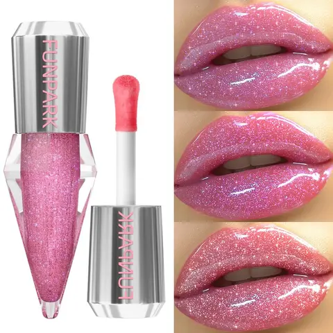 Long-Lasting Glossy Lip Gloss Cosmetic, Glossy Makeup, Moisturizing, Hydrating and Plumping Effect, Maximum Gloss Shine, Radiant Finish, Glitter Lipstick, Perfect Liquid Lipstick Gift for Girls and Women, Valentine's Day Special Recommendation