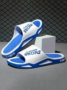 Unisex Letter Design Fashion Slippers, Lightweight Beach Slippers, Casual Anti-Slip Home Sandals, Eva Open Toe Comfort Shoes for All Seasons Outdoor Wear