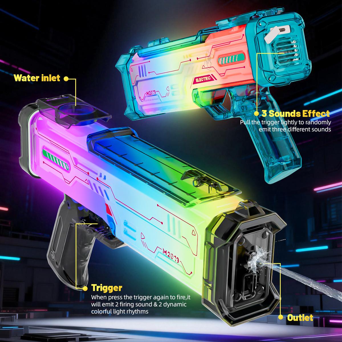 LED Water Blaster Toy - Outdoor Auto Spray up to 26ft, Large Capacity & Rechargeable for Summer Fun