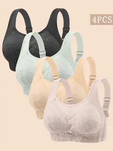 Women's Lace Bra Set, Comfortable Breathable Casual Design, Fixed Cup Support, No Magnetic Steel Frame, Ideal for Daily Wear & Layering