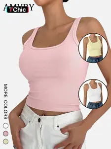 Women's Solid Color Racerback Tank Top, Casual Sleeveless Top for Summer, Ladies Clothes for Daily Wear