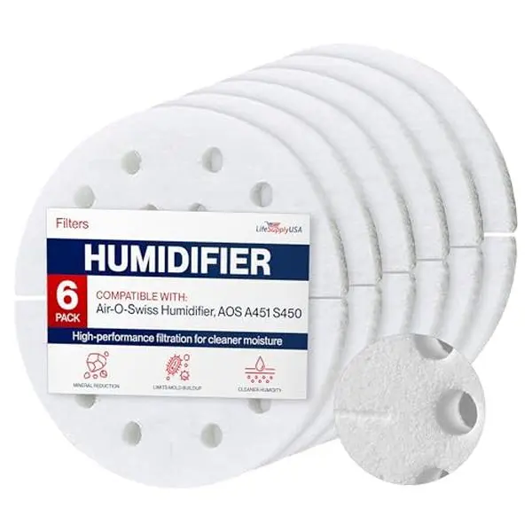 LifeSupplyUSA Cost-Effective Humidifier Filter Replacement Anti-Mineral Pad - Fast Install, Effective Filtration, Compatibility with Air-O-Swiss AOS A451/S450 Humidifiers, Long-Lasting Performance