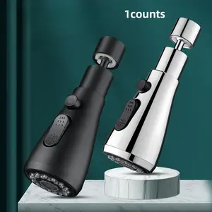 Kitchen Sink Faucet with Extension Spout, Universal Splash Guard Spray Head, Brass Connector, Three Pressure Settings, 360 Degree Rotation, Pull Out Faucet