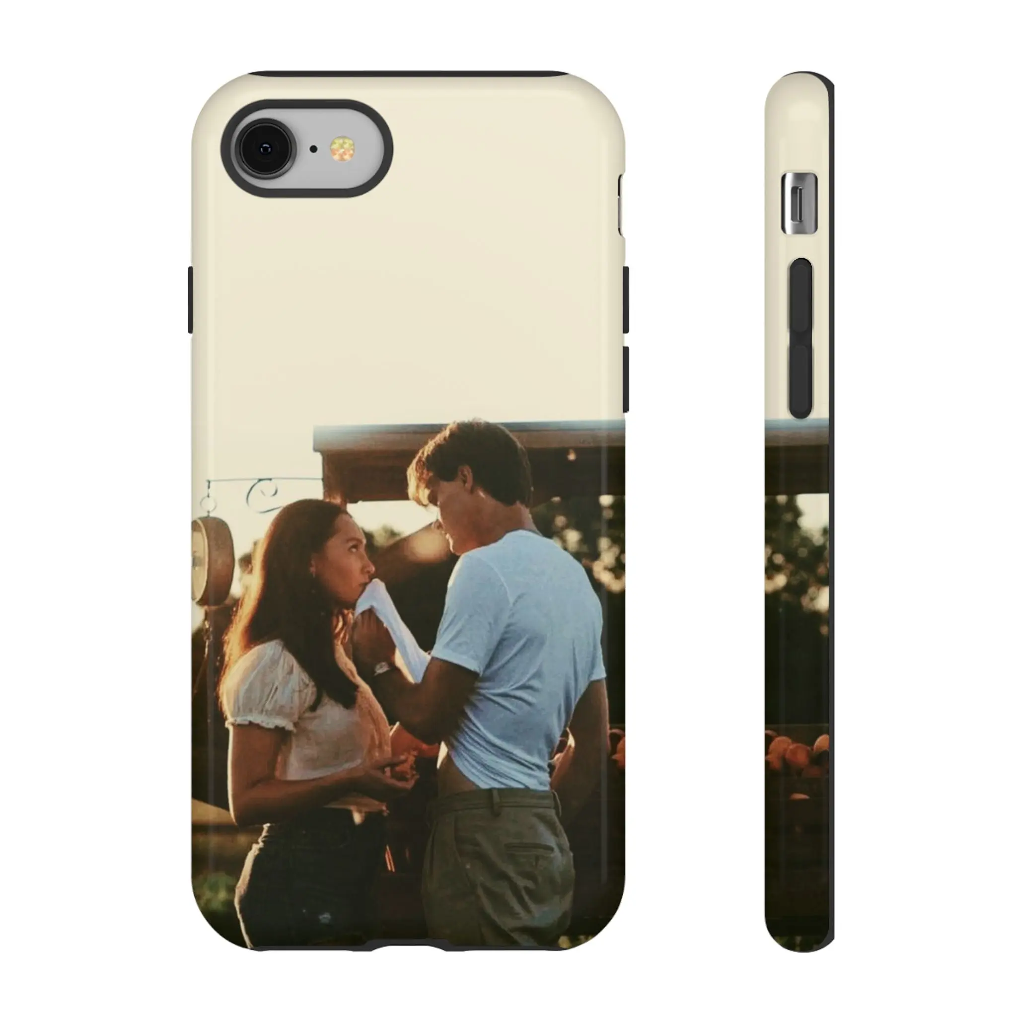 Romantic Couple Photo Phone Case — Vintage Sunset Love Design