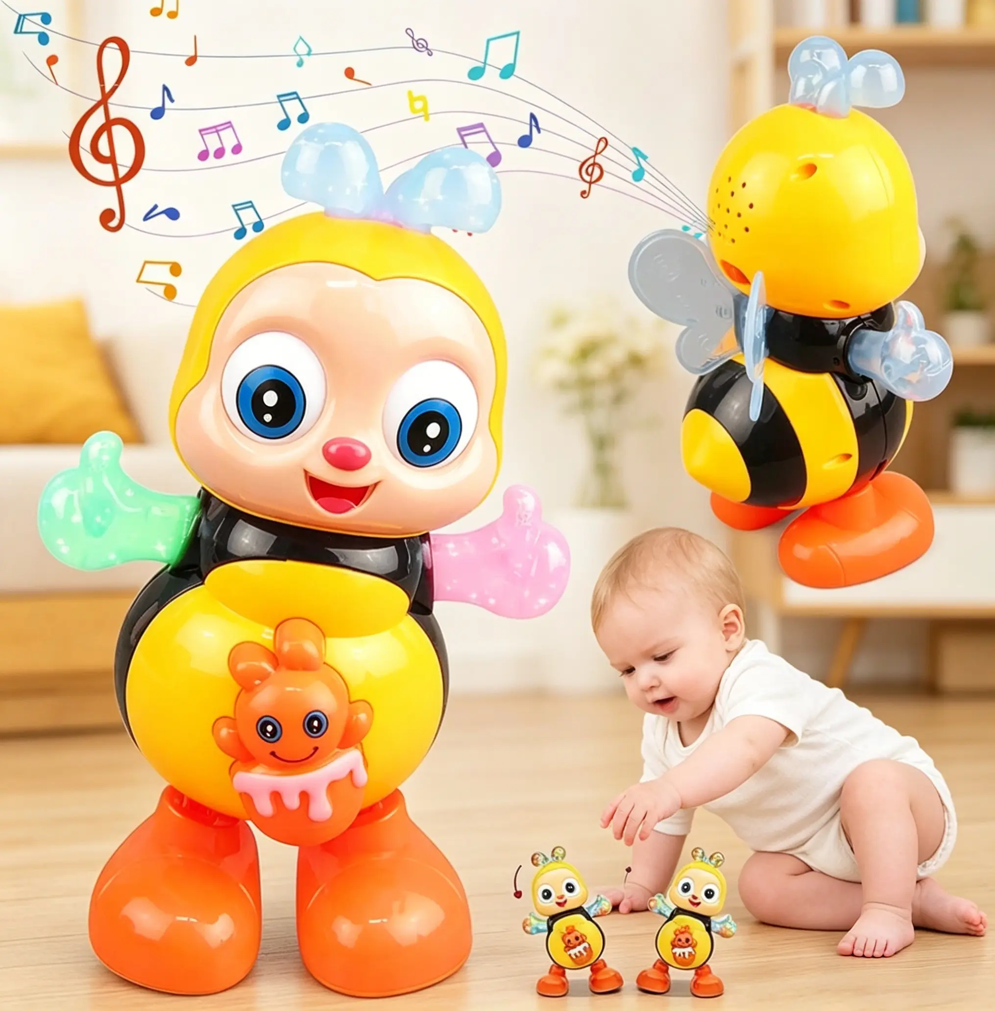 Dancing Bee Toy with Music & LED Lights - Abejita Chiquitita Interactive Walking Toy for Toddlers, Juguete de Abeja Bailarina para Niños, Sensory Learning Gift for Boys Girls