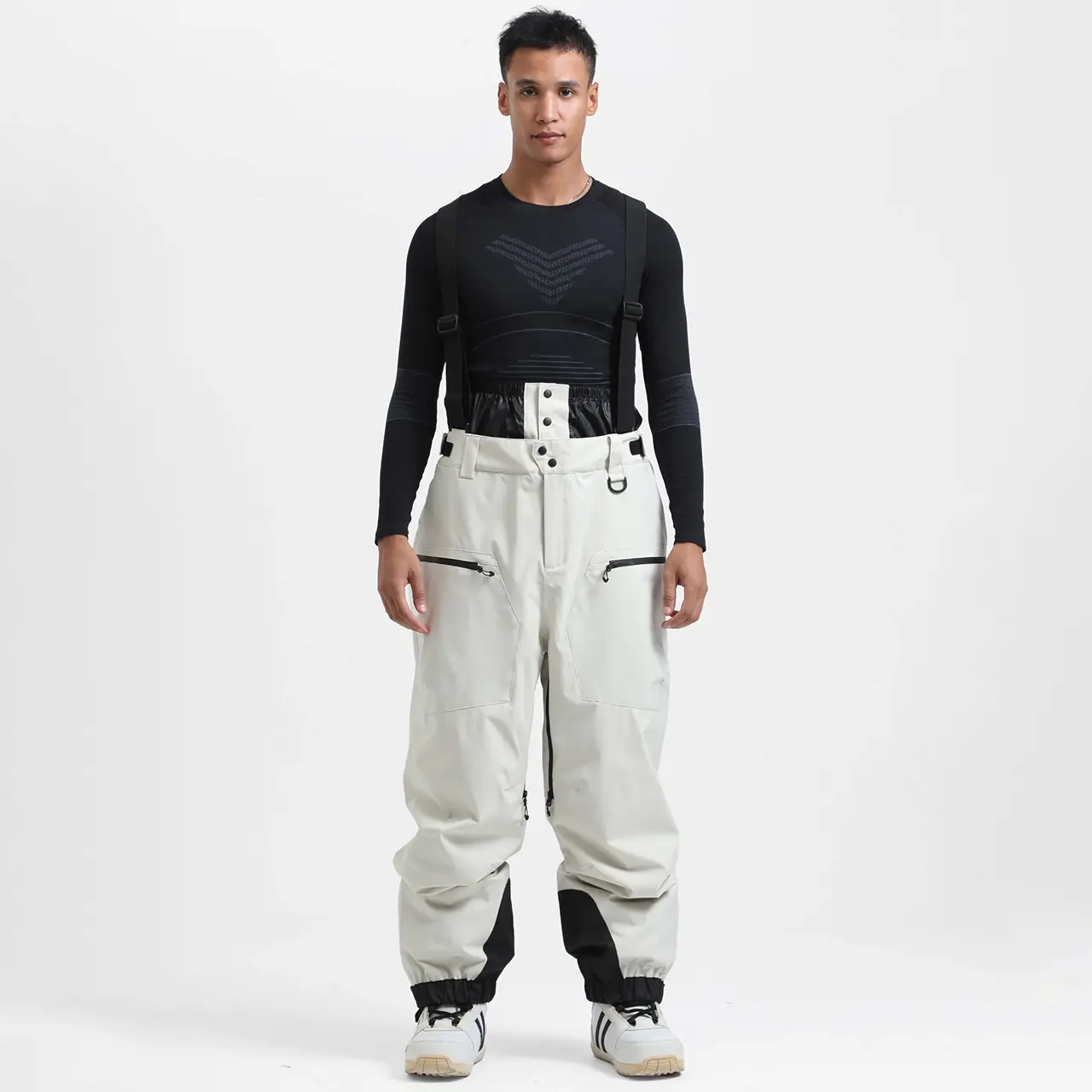 GSou Snow Men's Waterproof Insulated Ski & Snowboard Pants with Detachable Suspenders for Winter Sports (GS-2598)