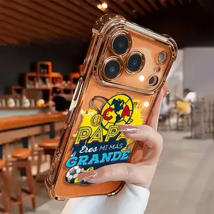 Electroplated TPU Shockproof Cellphone Case for iPhone 11-17 Pro Max, Airbag Protection, Aesthetic "Dad You Are My Greatest Love" Design, Gold Handheld Accessory, Simple Fashionable Soft Cover Mobile Phone Accessories