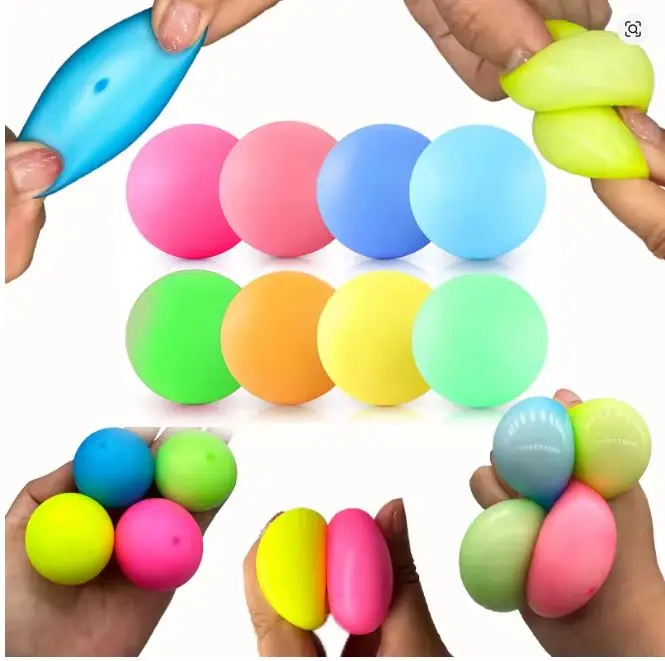 5pcs (Random Color) 3.5cm Rebound Stress Ball Stretchy Squishy Fidget Toys for Stress Relief Sensory Squishy Ball Kids Adult Toys Classroom Prize