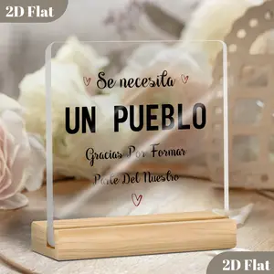 2D Flat, Spanish It Takes A Village Thank You Acrylic Decorative Sign Heartfelt Appreciation Spanish Gift for Nanny, Daycare Teacher, Paraprofessional, Coach Classic Design with Base, Perfect for Christmas, Thanksgiving & Birthdays