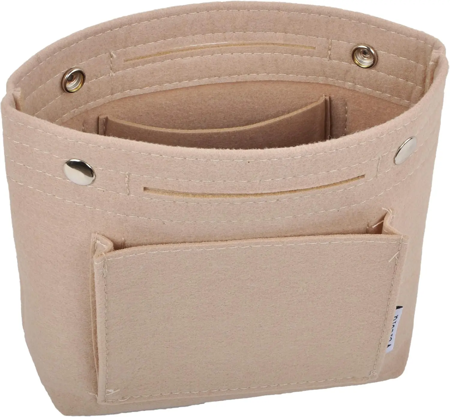 Mini Slim Small Felt Purse Organizer Insert Inside Handbag Tote Pocketbook for Women Beige