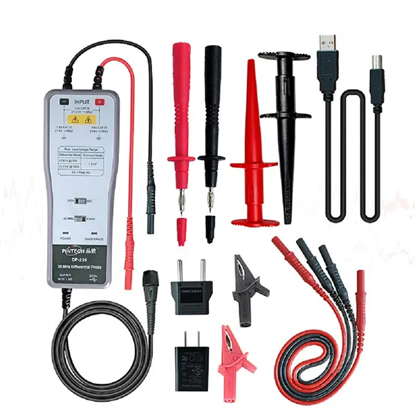 PINTECH High Voltage Differential Active Oscilloscope Probe Kit DP-235 - 2600V, 35MHz, attenuation rate 50X/500X