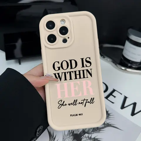 "God is Within Her" Protector Silicone Cellphone Case - Anti-Drop, Anti-Yellow Lasting, Slim Fit, No Bulk, Shockproof, Rugged, Durable for iPhone 17,16 Pro Max,15 Plus,14 Pro,14,13,12,11,Air,XR,XS,E (Mobile Phone Accessory)