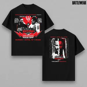 Roman Reigns vs CM Punk The Ultimate Face Off WrestleMania 42 Vegas T-Shirt Black Men's Graphic Tee WWE Merch