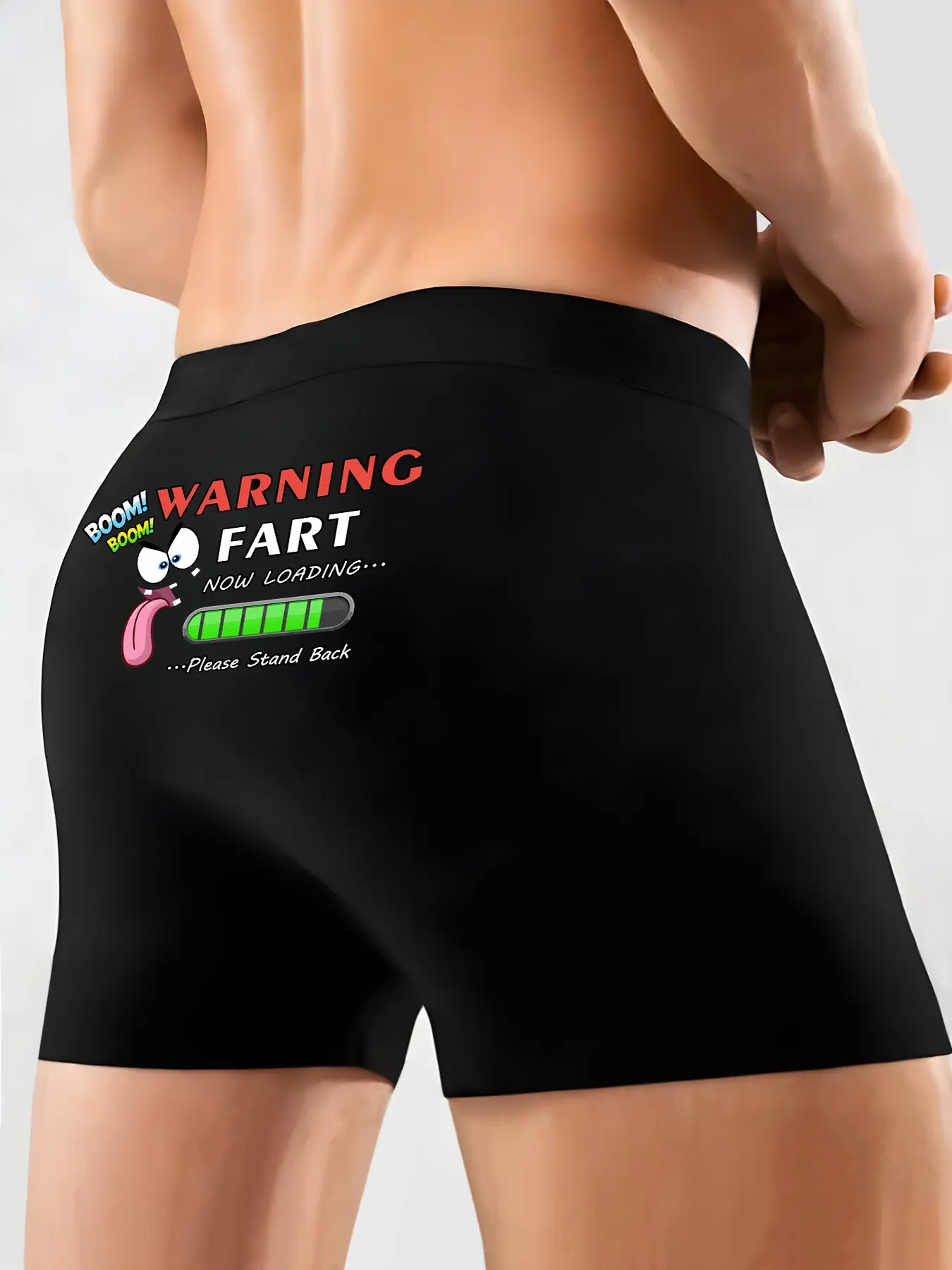Funny Fart Warning Print Men's Briefs, Printed Underwear, Humorous Fart Loading Design, All Season Underwear, Unique Personality Underwear, Perfect Gift for Friends