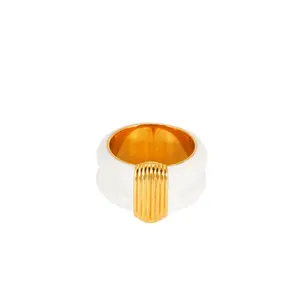 Vintage White Enamel & Gold-Tone Stacking Ring MJT000290/MJT000291/MJT000292