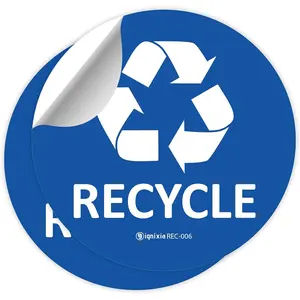 Recycle Stickers for Trash Can 6x6 Inches Large Pack of 2 Waterproof UV Protected Recycle Decals for Indoor Outdoor Recycling Bins Blue