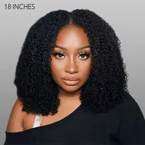 Wavymy Upgrade Wear Go V-Part Afro Curly Wig Protective Style Wigs No Gel Glueless Thin Part Wig For Women Beginner Friendly
