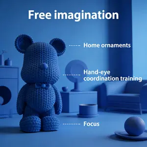 Blue Standing Building Block Bear Creative Model 1688pcs 2026 New Size Home Decoration Gift Idea for Friends and Family Warm Decorative Ornament