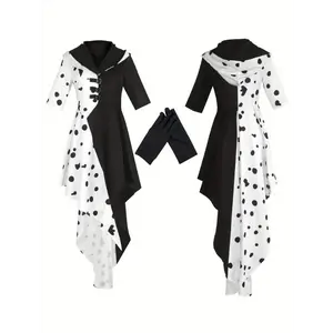 Spotted Dress Role Playing Cloak Dress Set Dalmatian Halloween Dress For Girls