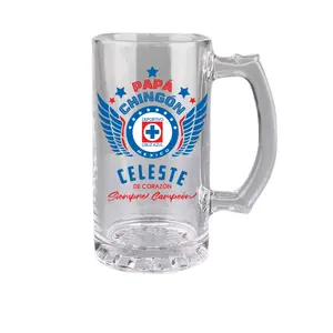 Cruz Azul Glass Beer Mug 16 oz. Papá Chingón Celeste de Corazón Siempre Campeón Drinkware Tumbler