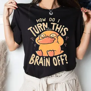 Psyduck “How Do I Turn This Brain Off” Unisex Tshirt, Vintage Pkm Graphic Unisex Tshirt, Anime Manga Hoodie, Unisex Sweater Pullover Tee
