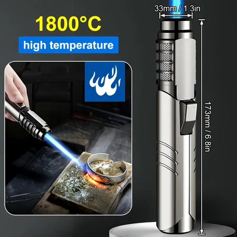 (Gas not included)1800° High Temperature Spray Gun Butane Gas Blowtorch Jet Lighter - Kitchen Utensils with Metal and Outdoor Windproof Packaging,Outd