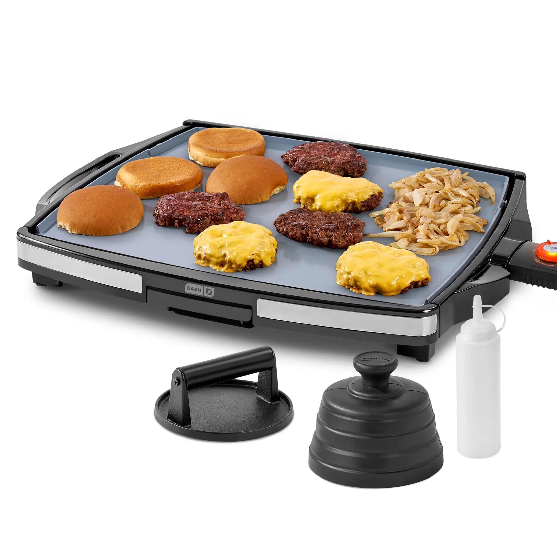 Smash XL Precision Sear Electric Griddle - 15x20 In Countertop Model, Family-Friendly Smash Burger Kit with Temperature Control, Even Cooking & Drip-Tray Grease Management for Burgers