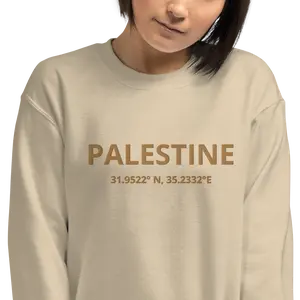Palestine Sweatshirt with Coordinates (no hood) Fabric Soft Sweaters Womenswear Check