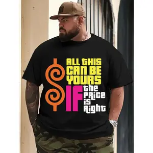 180G Plus Size T-Shirt in Black Featuring a Colorful Pattern Print, Suitable for Christmas, Easy to Wash, Perfect As Gifts