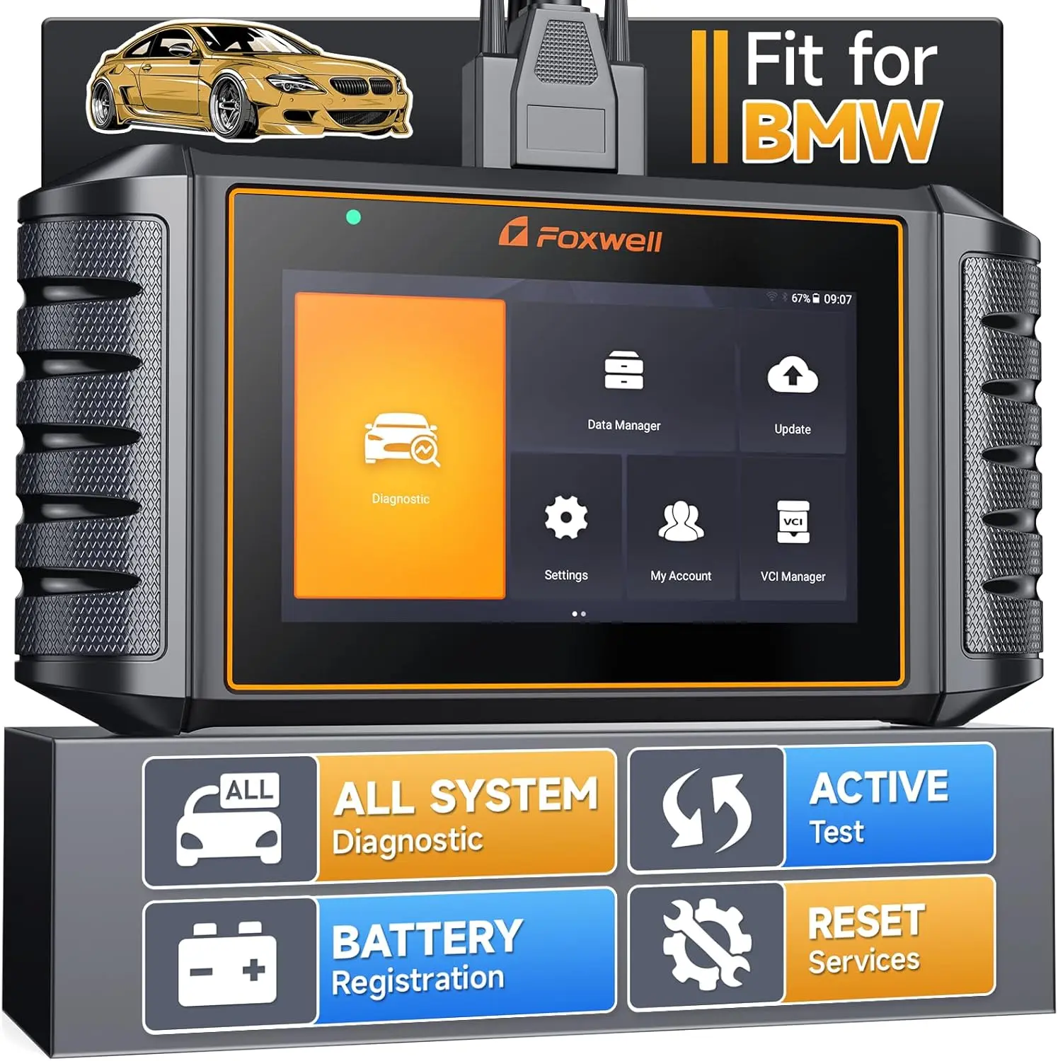 FOXWELL NT710 Full-System Diagnostic Scanner for BMW, Mini, Rolls-Royce - OBDII Code Reader with Bi-Directional Control, All Maintenance Resets, Battery Registration, ECU Coding, Lifetime Free Updates